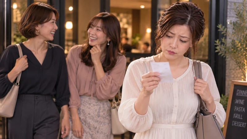 会計を見て負担に悩む女性